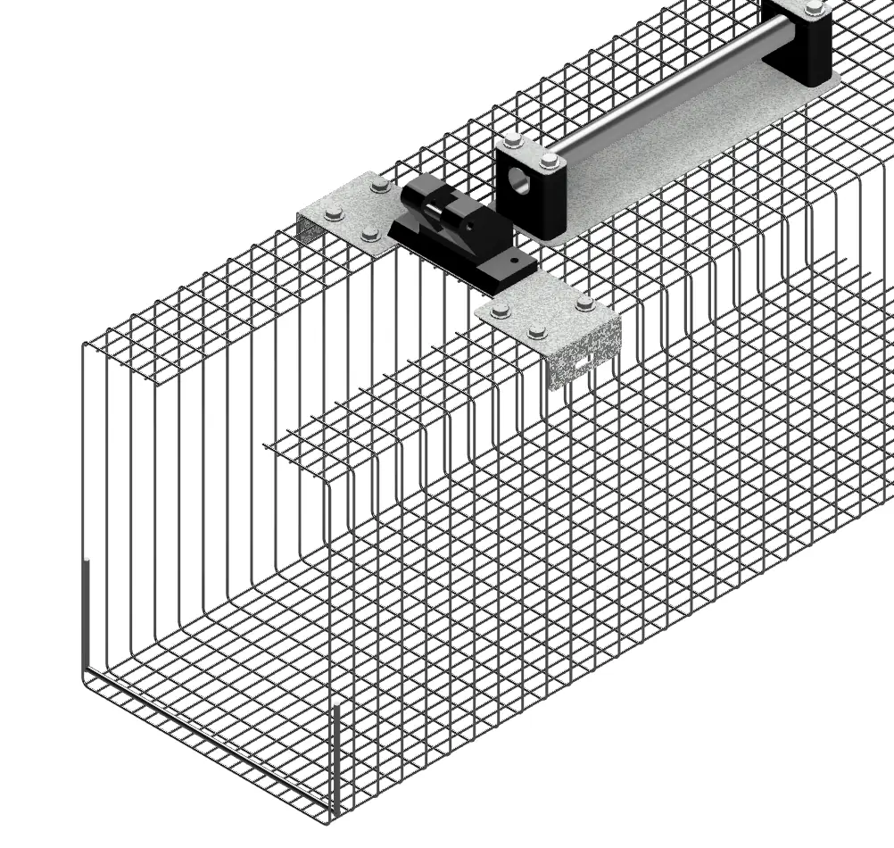 The trap cage with the motor bracket and door brackets already attached