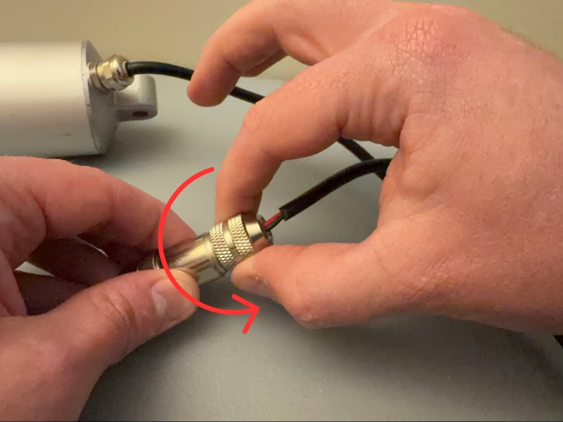 Loosen the connector by rotating the top part counter-clockwise