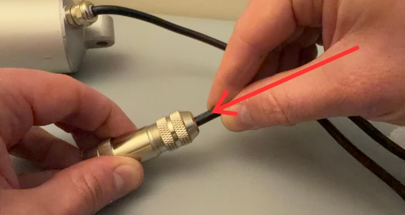 Push the cable into the connector until internal wires are covered